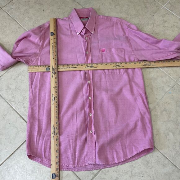 Cinch Logo Rodeo Western Cowboy Shirt  Men’s L Pink Button Down Long Sleeve - Picture 6 of 11